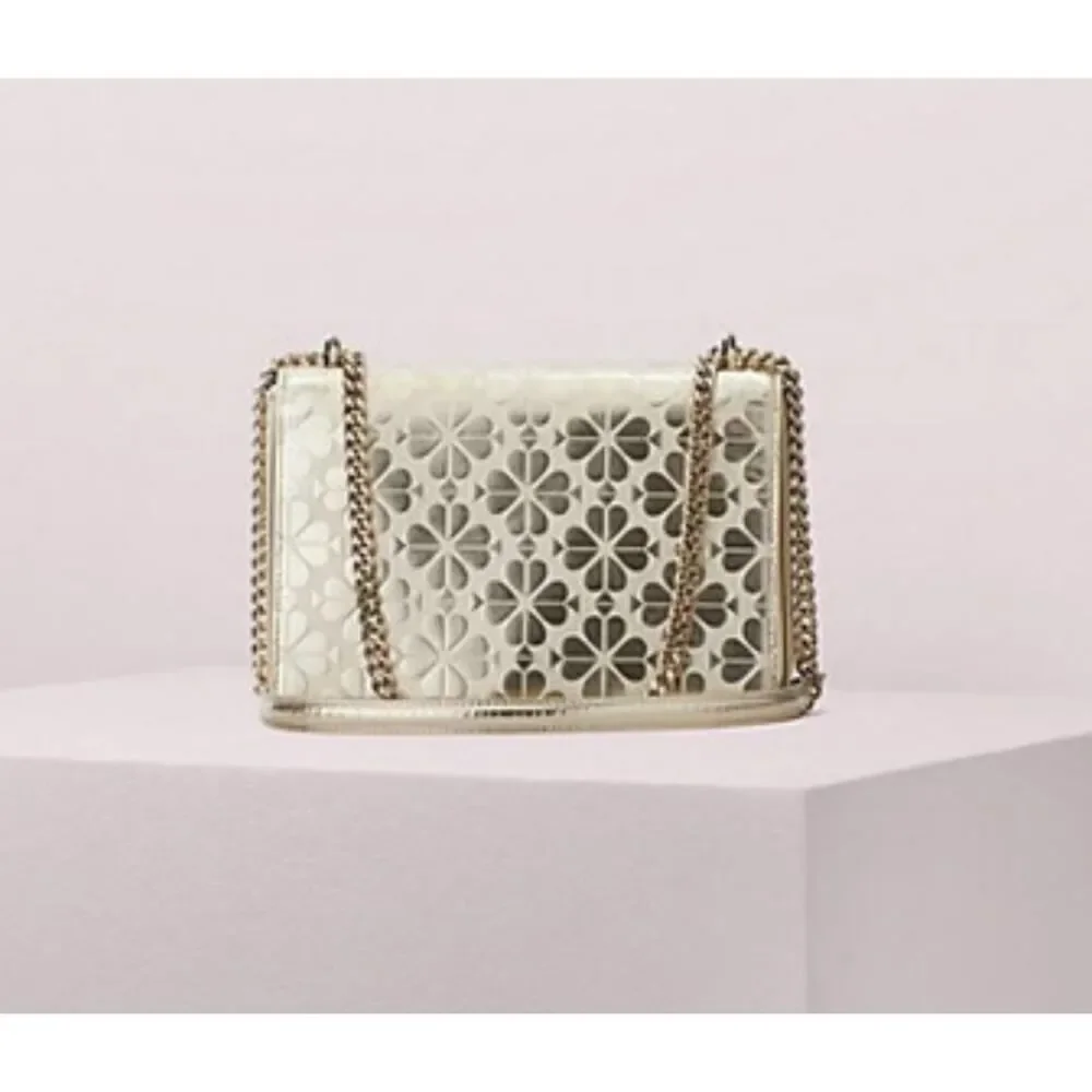 Kate Spade Amelia Spade Flower Medium Convertible Shoulder Bag – Gold Crossbody